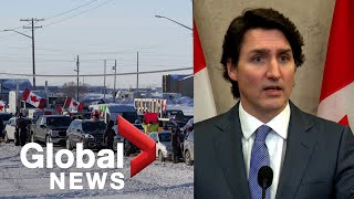 Trudeau says quotfringe minorityquot in trucker convoy with quotunacceptable viewsquot dont represent Canadians [upl. by Constancy]