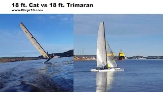 18 ft cat vs 18 ft tri Halloween sailing [upl. by Baylor]