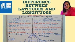 Difference between Latitudes and LongitudesLatitudesLongitudesEquatormeridianparallels [upl. by Rimaj]