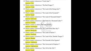 Geographical Epithets MCQ  SSB  SSC Exams [upl. by Toddy]