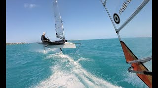 Bermuda Windsurfing  Windsurfer vs Moth high speed blast on the Starboard Isonic 117 [upl. by Godliman]