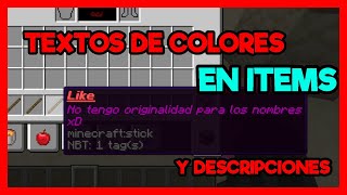 Com poner NOMBRE y DESCRIPCION en colores a los items de minecraft [upl. by Nennarb543]