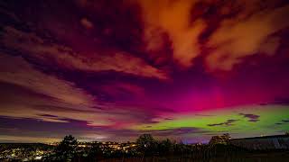 4k HDR Northern lights with clouds Germany 2024 Aurora Borealis [upl. by Aklog438]