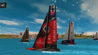 Virtual Regatta EmiratesTeamNZ Ac75 Class Sailing Americascup Sydney Australia Eregatta Race 1 [upl. by Anerak]