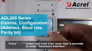 ADL200 Comm Address  Baud rate  Parity bit configuration insturction  Acrel [upl. by Haleemaj]