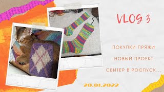 VLOG 3 Покупки пряжи Новый проект Свитер в роспуск [upl. by Eenhat]