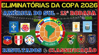 ELIMINATÓRIAS DA COPA 2026  AMÉRICA DO SUL  12ªRODADA RESULTADOS E CLASSIFICAÇÃOtabela futebol [upl. by Keith]