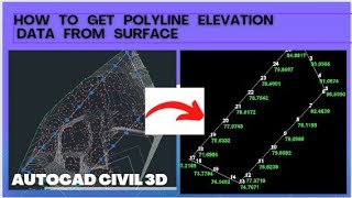 How to get polyline elevation data from surface in autcad civil 3d [upl. by Justus331]