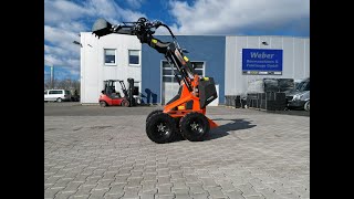 Minilader mit hydraulisch schwenkbarem Baggerarm von WorkyQuad [upl. by Rajewski201]