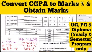 How to convert CGPA into Percentage Marks  Obtain Marks  Total Marks [upl. by Aicilef247]