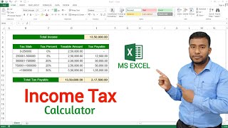 Income Tax Calculator in Microsoft Excel  Income Tax Calculation on Salary in MS Excel [upl. by Sacks93]