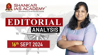 Editorial Analysis September 16 2024 Shankar IAS Academy UPSC current Affairs  Mains [upl. by Lyell187]