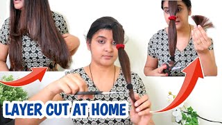 HOW I CUT MY OWN HAIR AT HOME EASY LAYER CUT DIY [upl. by Haeckel]