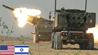 US Marines in Israel Powerful HIMARS and MLRS missile systems in action [upl. by Nabatse]