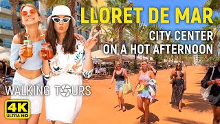 4K Lloret de Mar Catalonia Spain City Сenter Walking Tour • July 2023 [upl. by Sandell]