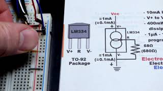 Quick LM334 three terminal adjustable constant current source circuit schematic to breadboard build [upl. by Millburn]