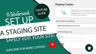 Setup a Staging Website with WordPress at SiteGround  Safely Edit Your Website [upl. by Ettelliw79]