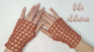 File Eldiven Nasıl Yapılır  Çok Kolay Tığ İşi Eldiven Yapımı  Easy Crochet Gloves [upl. by Nidroj]