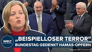 ANGRIFF AUF ISRAEL Deutscher Bundestag gedenkt mit Schweigeminute der Opfer des HamasTerrors [upl. by Nesto425]