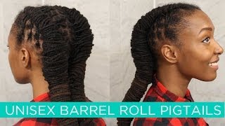 Loc Hairstyle Tutorial Unisex Barrel Roll Pigtails [upl. by Oap]