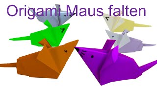 origami aus Papier basteln  Maus falten Origami Anleitung  faltkunst  Easy Origami [upl. by Atiuqcir]