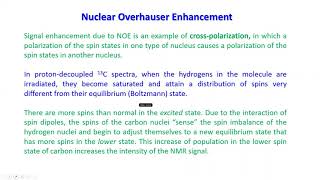 NMR4 MSC 304 Lecture 3 S Gazi Nuclear Overhauser Enhancement NOE [upl. by Humpage]