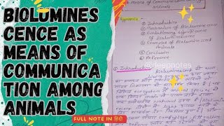 Bioluminescence as means of Communication among animals  full notes in hindi  msc hindi notes [upl. by Eerol]