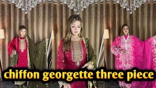 chiffon georgette three piece  beautiful Georgette three piece collection [upl. by Blakeley126]