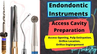 Instruments Used in Endodontics Access Opening Pulp Extirpation Orifice Location and Enlargement [upl. by Sacks]