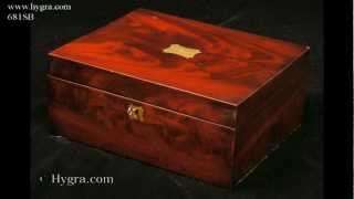 Antique flame mahogany sewing box Circa 1830 [upl. by Yrrab]