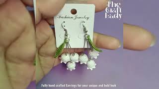 Crochet Lilly Of The Valley Flower Earrings [upl. by Bigod]