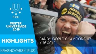 Bandy World Championship Y 19 day 1 🏑  29th Winter Universiade Krasnoyarsk 2019 [upl. by Drofdeb]