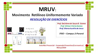 Física Exercícios MRUV IFRO JiParaná [upl. by Pernell]