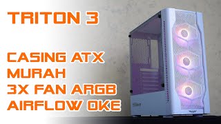 Casing ATX murah dengan 3 fan ARGB dan airflow oke  Armaggeddon Tritron 3 white [upl. by Keene]