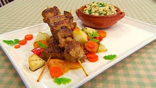 Pinchos de cerdo especiados con vegetales [upl. by Aisatsan]