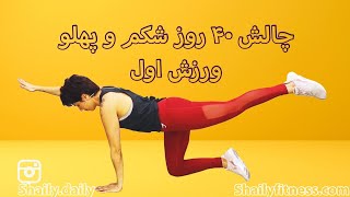 40day Abs Challenge 1 ورزش اول چالش شکم حرکات پایه و مبتدی برای تقویت عضلات شکم پهلوها و پشت [upl. by Anitsirc]