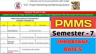 PMMS GTU SEMESTER  7 IMPORTANT DATES [upl. by Haymes]