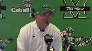 Marshall Footballs Doc Holliday Post Game UTSA Press Conference [upl. by Otilopih]