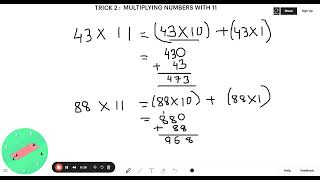 TRICK 2  MULTIPLYING NUMBERS WITH 11 [upl. by Haney97]