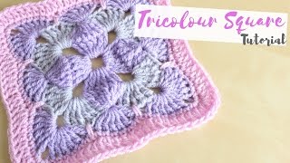 CROCHET Tricolour square tutorial  Bella Coco [upl. by Eimmis]