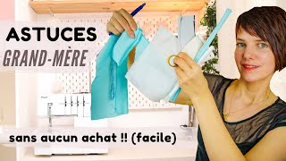 TUTO 10 MEILLEURES ASTUCES COUTURE GRANDMÈRE POUR GAGNER DU TEMPS facile débutant  technique [upl. by Nesto]