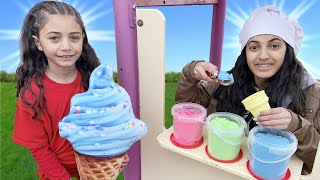 Hadils Creative Pretend Play Selling Sand Ice Cream at the Playground [upl. by Mommy]