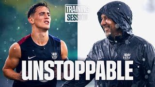 RAINY TRAINING after BIG WIN in el CLÁSICO  FC Barcelona Training 🔵🔴 [upl. by Gowon]