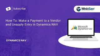 How To Make a Payment to a Vendor and Unapply Entry in Dynamics NAV [upl. by Levins]