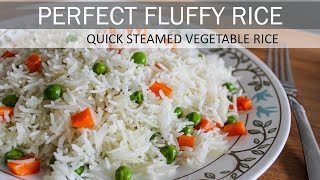 Simple Steamed Vegetable Rice  How to make Perfect Fluffy Rice  Vegan Recipe [upl. by Attoynek114]