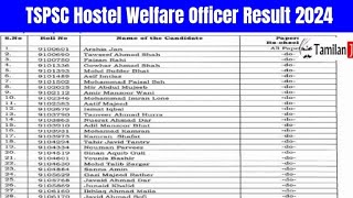 TSPSC Hostel Welfare Officer Result 2024  Cut Off Marks Merit List [upl. by Doownel321]