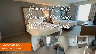 Homewood Suites Flamingo Crossings outside Walt Disney World 2 Queen One Bedroom Suite Full Tour [upl. by Reinal]