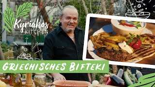 Bifteki  original griechische Frikadelle mit Feta Schafskäse gefüllt  Kyriakos Kitchen [upl. by Eillam]