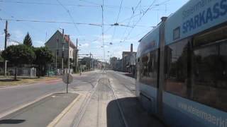 Straßenbahn Graz Trams in Graz Route 1 Hauptplatz  Eggenberg Unfallkrankenhaus [upl. by Eelanna]