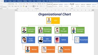 How to make an organization chart with pictures in Microsoft Word 2016 [upl. by Attenor]